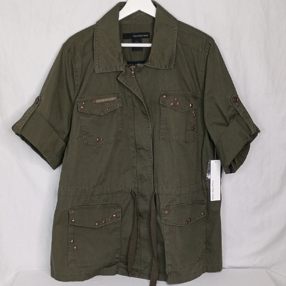 Calvin Klein Jackets & Blazers - Calvin Klein Women’s Studded Full Zip 3/4 Roll Sleeve Military Jacket Indie